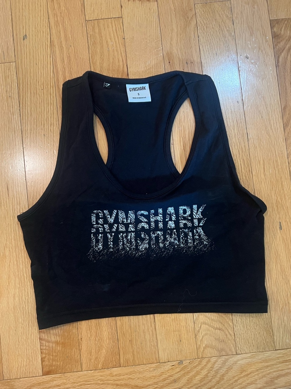 Gymshark Black Racerback Glitter Logo Crop Tank
